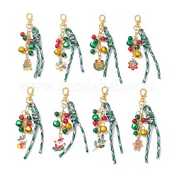 Подвесные украшения из сплава эмали и стекла на рождественскую тематику HJEW-JM03732