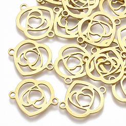 201 ステンレススチールリンクコネクター  レーザーカットリンク  ハート  ゴールドカラー  15x19x1mm  穴：1.5mm&nbsp;STAS-S106-18G