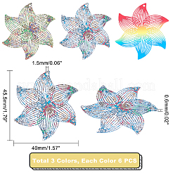 18 шт. 3-х цветные филигранные подвески из нержавеющей стали 430&nbsp;STAS-UN0036-03
