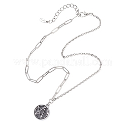 Женские ожерелья-цепочки с подвеской из нержавеющей стали 304 с черной эмалью NJEW-JN05636