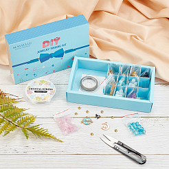 DIYブレスレット作成キット  10個猫シルエットシェイプアロイペンダント  204個の花と幾何学ガラスと真鍮ビーズ  テールワイヤーと真鍮のパーツ  ミックスカラー  260個/セット&nbsp;FIND-SC0001-67
