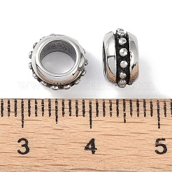 316サージカルステンレススチールヨーロピアンビーズ  大穴ビーズ  ロンデル  アンティークシルバー  9x5mm  穴：5mm&nbsp;STAS-P362-38AS-02