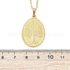 Овальное дерево жизни ожерелья из нержавеющей стали 304&nbsp;NJEW-M096-10G