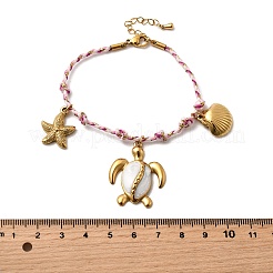 Браслеты с подвесками из нержавеющей стали 304 с океанской тематикой для женщин BJEW-Z142-02G