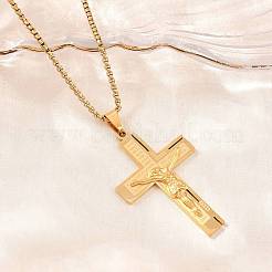 Religion 201 Edelstahl Jesuskreuz-Anhänger 304 Edelstahl-Boxkette&nbsp;SA-H003-05G