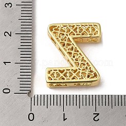 真鍮ビーズ  カドミウムフリー＆鉛フリー  クリアキュービックジルコニア  文字Z  20x17x5.5mm  穴：4.5x2.5mm&nbsp;KK-D098-04Z-G