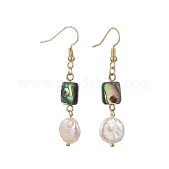 Geometrische Ohrhänger aus Abalone-/Paua-Muschel und natürlicher Keshi-Perle für Damen&nbsp;EJEW-JE07338