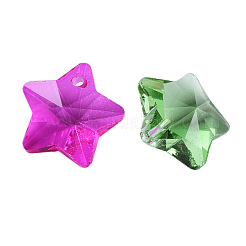 クリアガラスチャーム  多面カット  スター  ミックスカラー  13x13.5x7mm  穴：1mm  12色  6個/カラー  72個/箱&nbsp;GLAA-ZZ0001-01