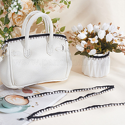 5 ярд полиэстеровой кружевной ленты с круглыми пластиковыми бусинами-жемчужинами по краю&nbsp;OCOR-WR0001-69B