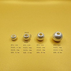 ABSプラスチックパール調ヨーロピアンビーズ  大穴ビーズ  ロンデル  ベージュ  16x12mm  穴：8mm&nbsp;LS-SACR-WH0013-02D