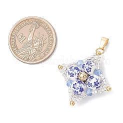 Подвески из фарфора и керамики с цветочным принтом ручной работы&nbsp;PALLOY-MZ01252