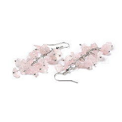 Orecchini pendenti con perline di quarzo rosa naturale&nbsp;EJEW-I264-01P-01
