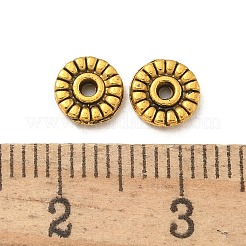 チベット風合金スペーサービーズ  カドミウムフリー＆鉛フリー  フラットラウンド  アンティーク黄金  6x1.5mm  穴：1mm  約5263個/1000g&nbsp;TIBE-P003-42AG