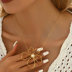 Элегантные ожерелья с подвесками в виде цветка из нержавеющей стали и искусственного жемчуга для женщин TN2016-1