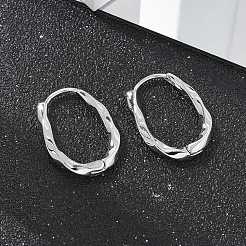 Boucles d'oreilles créoles torsadées en laiton&nbsp;EJEW-Q014-02P