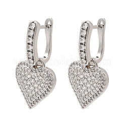 Boucles d'oreilles créoles pendantes en laiton serties de micro-pavés de zirconiums cubiques&nbsp;EJEW-G471-15P-01