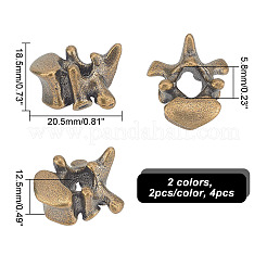 4 шт. 2-х цветные латунные бусины в форме позвонков&nbsp;KK-NB0002-98