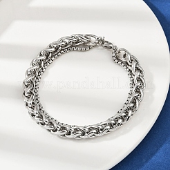 201 нержавеющая сталь кубинский стиль браслет чиан для мужчин BJEW-B138-06P-04