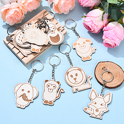 Наборы деревянных брелоков с изображением животных&nbsp;KEYC-YWC0001-04