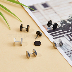 6 шт. 2 цвета пустые шестигранные накладные беруши из нержавеющей стали EJEW-FI0003-31