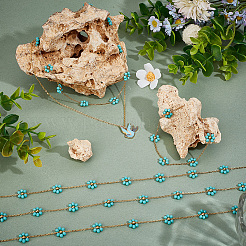 2м цепочка из стеклянных бусин в виде цветка&nbsp;CHS-SP0001-02B