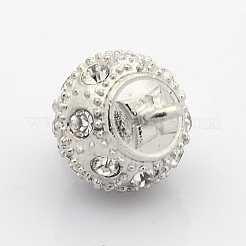 ループ付き混合ラウンド合金マグネットクラスプ  グレードラインストーン  プラチナ  17.5x13mm  穴：2mm&nbsp;PALLOY-P076-M