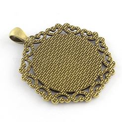 Тибетский стиль полигон сплава сеттинги кабошон большой кулон&nbsp;X-TIBEP-Q051-19AB-NR