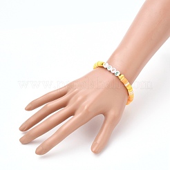 Bracelets extensibles de perles heishi en argile polymère&nbsp;BJEW-JB05711