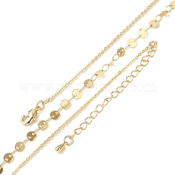 Ожерелья из латунного кабеля и плоских цепочек с пайетками для женщин&nbsp;NJEW-D302-40G