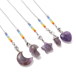 5 Stück natürliches Amethyst-Radiäpendel&nbsp;PALLOY-JF05238