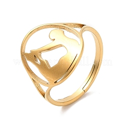 Bague réglable de yoga en acier inoxydable 304 avec placage ionique (IP) pour femme&nbsp;RJEW-M149-27G