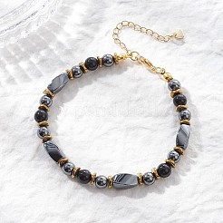 Браслеты из бусин натурального безглазого обсидиана и синтетического немагнитного гематита для женщин&nbsp;BJEW-JB12941-02