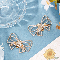 2 шт. украшения для обуви из сплава со стразами в виде банта FIND-CP0002-24B