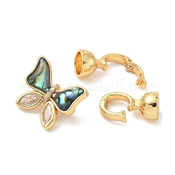 Бабочка латунная микропаве прозрачный кубический цирконий складные застежки&nbsp;KK-U059-28G