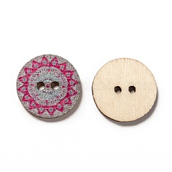 Boutons en bois imprimé avec 2 trou&nbsp;BUTT-ZX004-01A-M