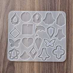 幾何学的なイヤリングペンダント DIY シリコン型  レジン型  UVレジン用  エポキシ樹脂工芸品作り  透明  113x129x4.5mm  内径：12.5~32x15.5~26mm  穴：2mm&nbsp;DIY-Q033-05B