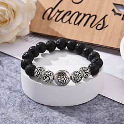 Круглые бусины из натурального лавового камня BJEW-JB07054