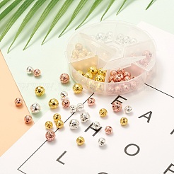 90шт 2 размера гальванические бусины из натурального вулканического камня G-FS0001-24