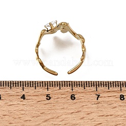 304ステンレススチール製キュービックジルコニアカフオープンリング  波  ゴールドカラー  15.5mm  内径：18mm&nbsp;SA-CBA54F2-03A-G