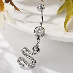 Legierung Strass Schlange gebogene Hantel Bauchnabel Ringe&nbsp;LS-AJEW-R007-03P-01