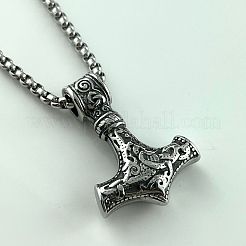 Винтажное ожерелье в стиле панк из нержавеющей стали 304 с подвеской в виде молота викинга для мужчин EH8058