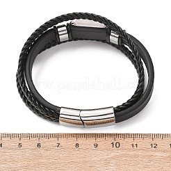 Bracelets multi-rangs en quartz rose naturel et cuir microfibre tressé pour femmes et hommes&nbsp;GG-CBAEA55-01D