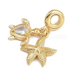 Европейские подвески-подвески из латуни с паве из прозрачного кубического циркония KK-N271-43G