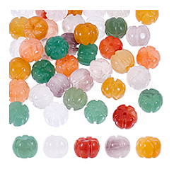 40 pièce de perles de jade en soie dorée naturelle de 5 couleurs&nbsp;G-PH0002-82