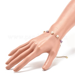 Браслет из натуральных драгоценных камней и жемчуга BJEW-JB08293