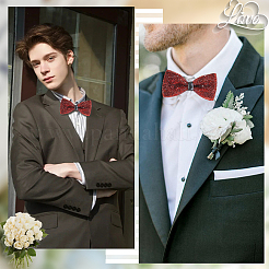 1шт полиэстер со стразами галстуки-бабочки для жениха&nbsp;AJEW-SP0003-32C