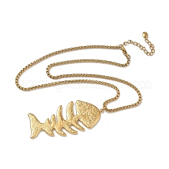 Женские ожерелья-цепочки с подвеской в форме рыбьей кости из нержавеющей стали 304 NJEW-L467-01G