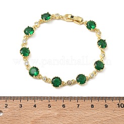 Pulseras de eslabones de latón con micro pavé de circonitas cúbicas para mujer&nbsp;BJEW-A172-01G