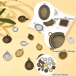 40 шт. подвеска в тибетском стиле из цинкового сплава с кабошонами в двух стилях&nbsp;TIBEP-YW0002-16
