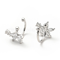 Orecchini a polsino con fiore di zirconi chiari&nbsp;EJEW-G295-10P